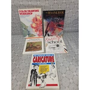 Art Drawing Books Lot Color Pen Ink Caricature Sketching Children Teens